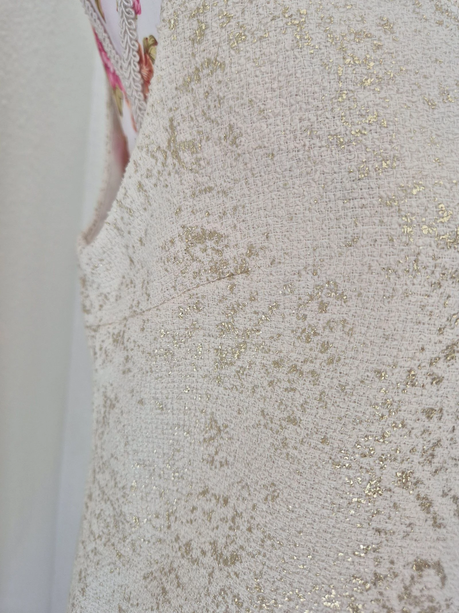 Vestido reto Zara M 38 tweed cru e dourado sem mangas chique elegante noite cerimônia – photo 4